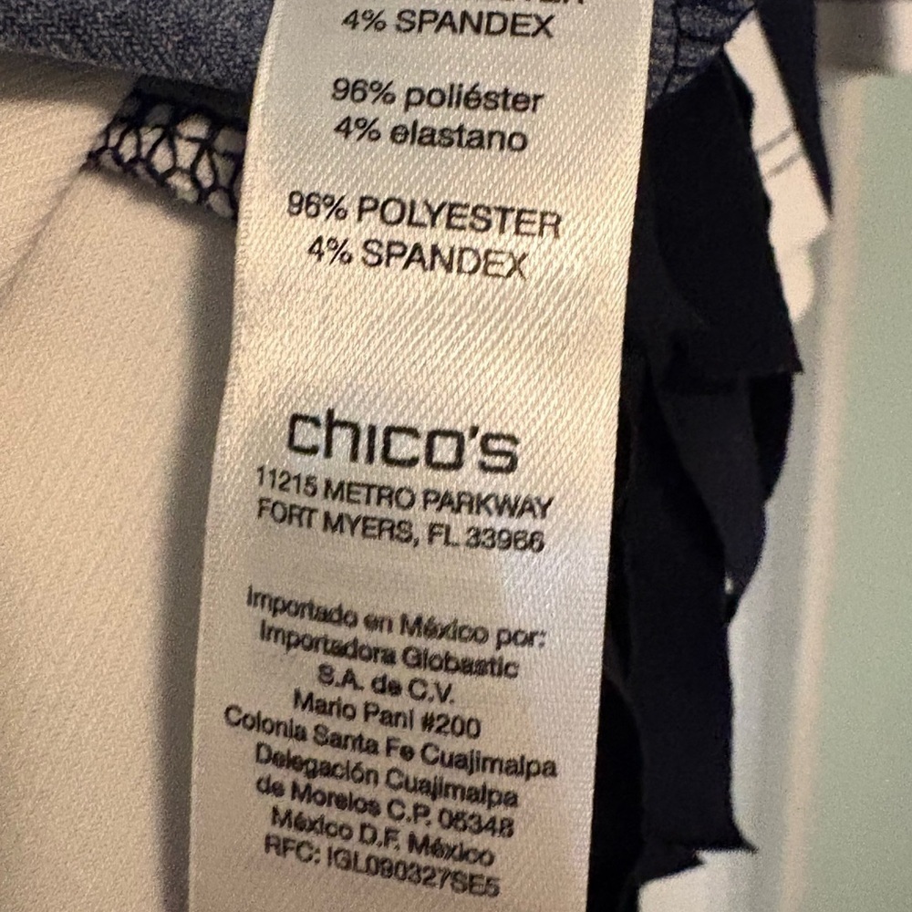 Chico's Black and White Asymmetrical Short Sleeve Tunic - Picture 4 of 7